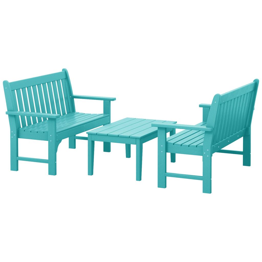 Laguna 3-Piece Outdoor Patio Bench Set With Coffee Table