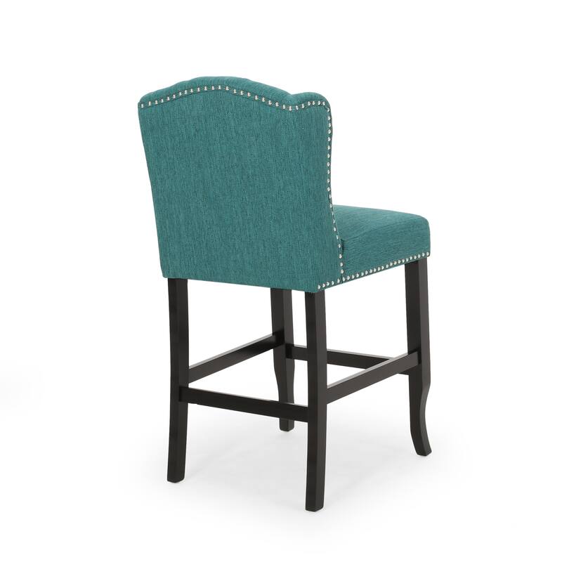 Tufted Wingback 27 Inch Counter Stools, Set Of 2