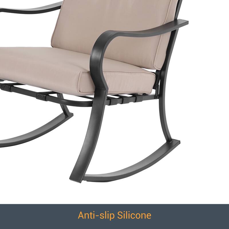 Bonosuki Outdoor 3-piece Rocking Chair Patio Bistro Set with Side Table