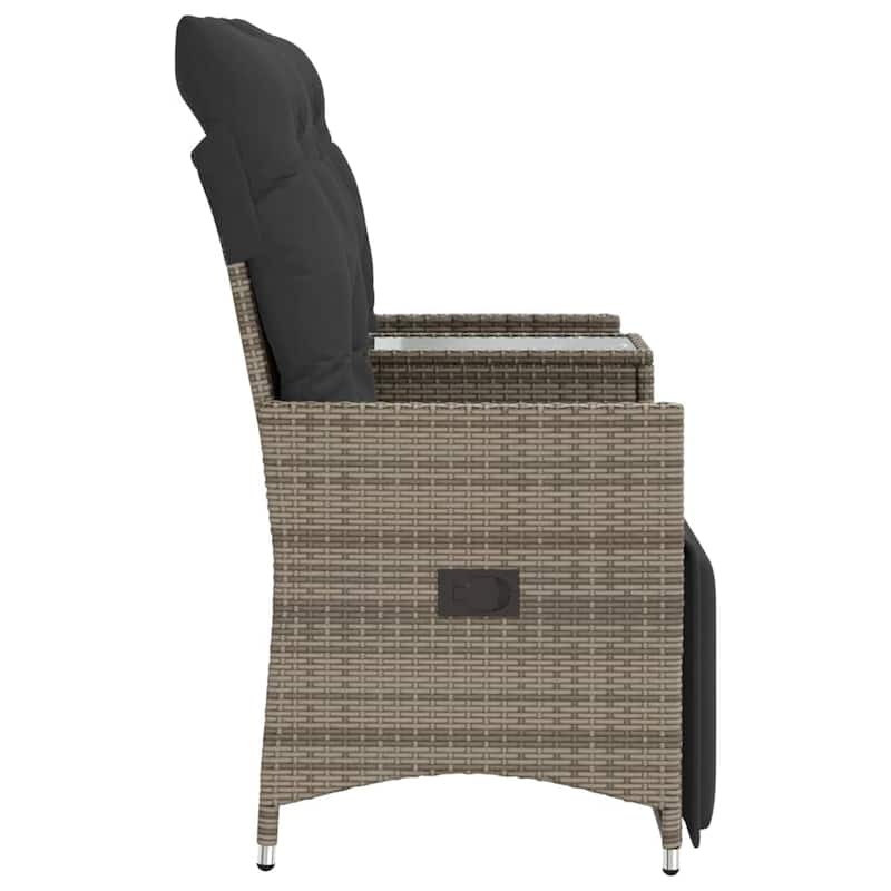 vidaXL Reclining Patio Sofa 2-Seater with Table Loveseat Furniture Poly Rattan - 23.2 x 51.2 x 36.2