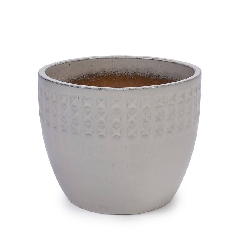 Set of 3 Ceramic Planters Diamond Pattern Plants for Succulents Herbs