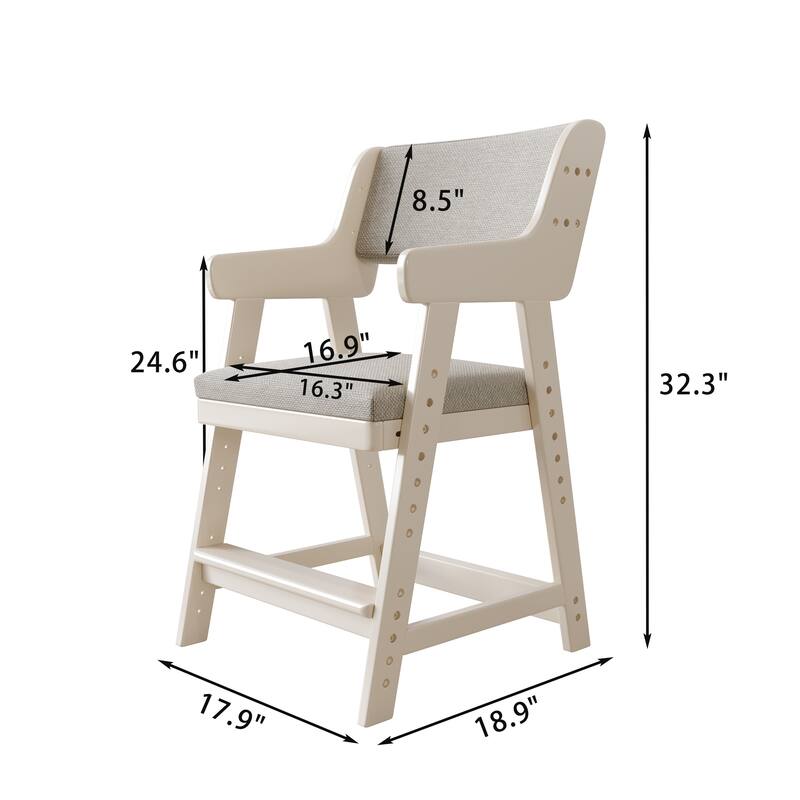 Kid's Chair, Lift Adjustable Backrest Chair, Children's Sitting Posture Correction Solid Wood Writing Study Chair