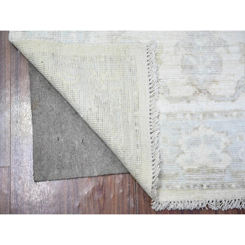 Super White, Hand Knotted Natural Dyes Afghan Oushak All Over Design ...