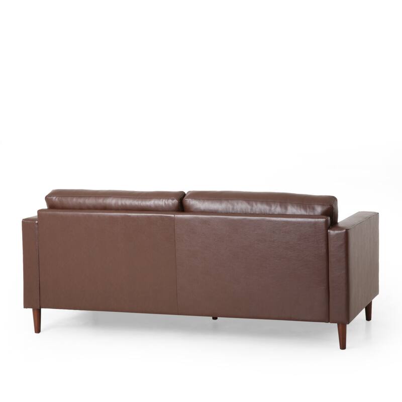 3-Seat Sofa with PU Leather, Wood Legs - Modern Home