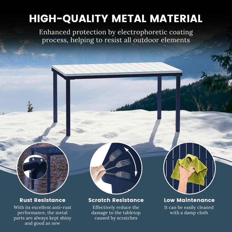 Frond and Form 59 Inch By 35.4 Inch Outdoor Steel Rectangular Dining Table