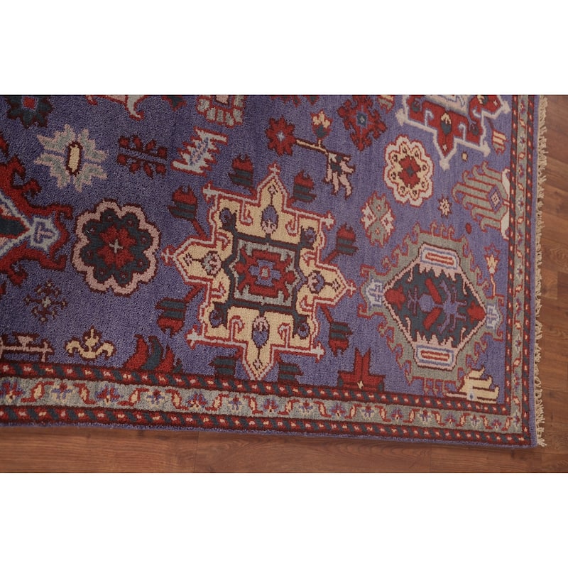 Geometric Oushak Oriental Foyer Rug Hand-Knotted Wool Carpet - 4'0" x 5'11"