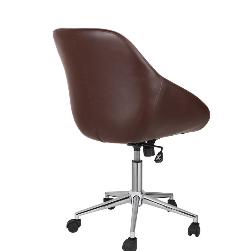 Porthos Home Hayes Swivel Office Chair, Chrome Base, PU Leather