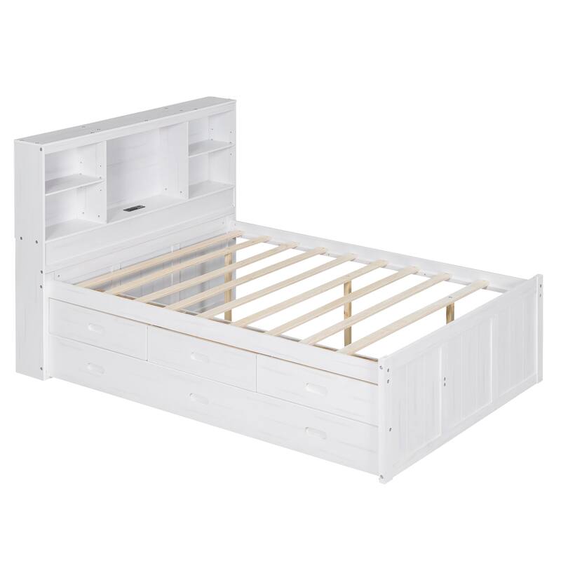 platform bed with Storage Headboard