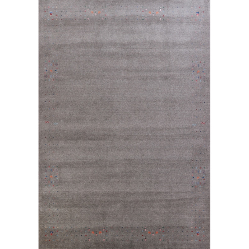 Hand Knotted Oriental 100% Wool Carpet Tribal Tribal Greys & Charcoal Gabbeh Area Rug - 12' 5'' X 9' 3''