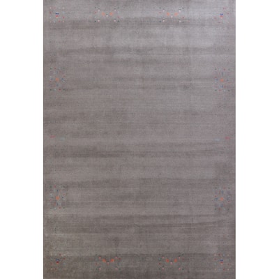 Hand Knotted Oriental 100% Wool Carpet Tribal Tribal Greys & Charcoal Gabbeh Area Rug - 12' 5'' X 9' 3''