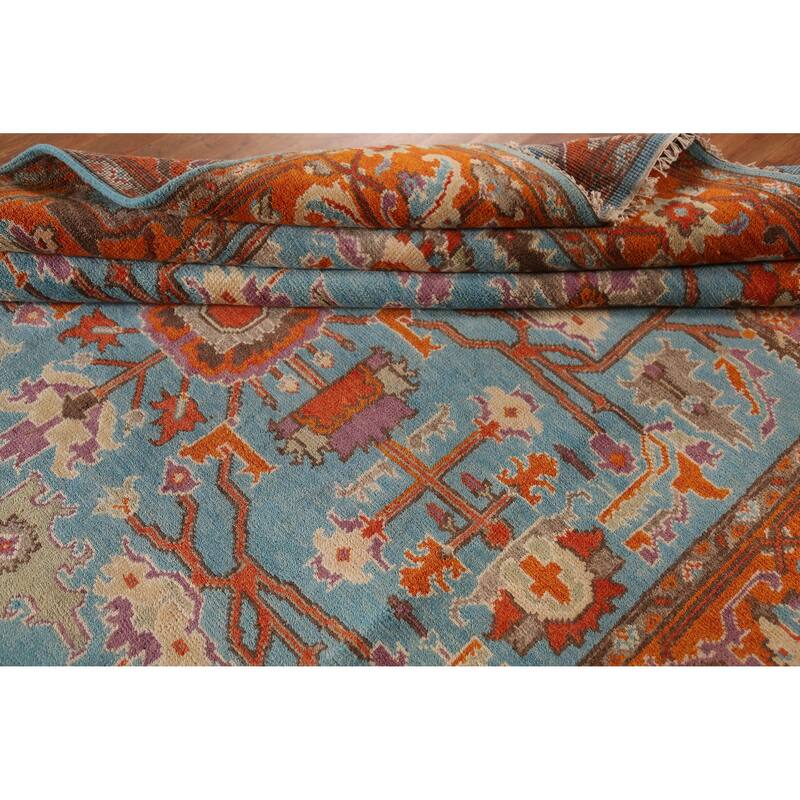 Blue Heriz Serapi Indian Area Rug Hand-Knotted Traditional Wool Carpet - 8'10" x 11'9"