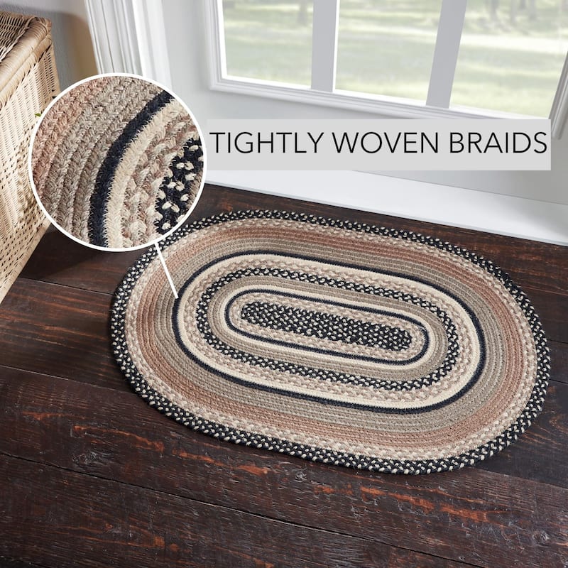 Sawyer Mill Charcoal Creme Jute Rug Oval w/ Pad 24x36 - 3'6"