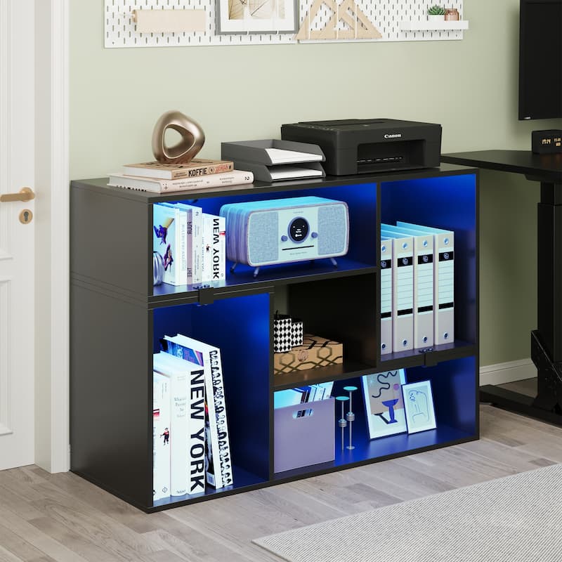 Moasis Modern DIY TV Stand Deformable Entertainment Center with LED Light Strip