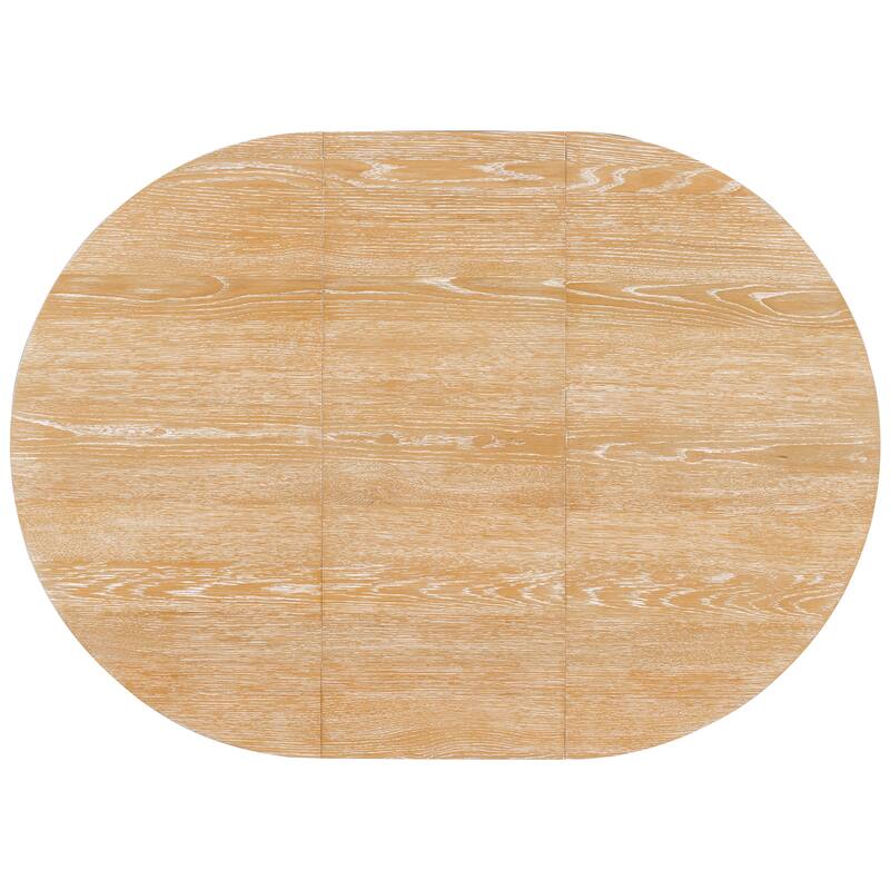 Solid Wood Extendable Round Dining Table Set for 4, Kitchen Table with Removable Leaf & Upholstered Chairs