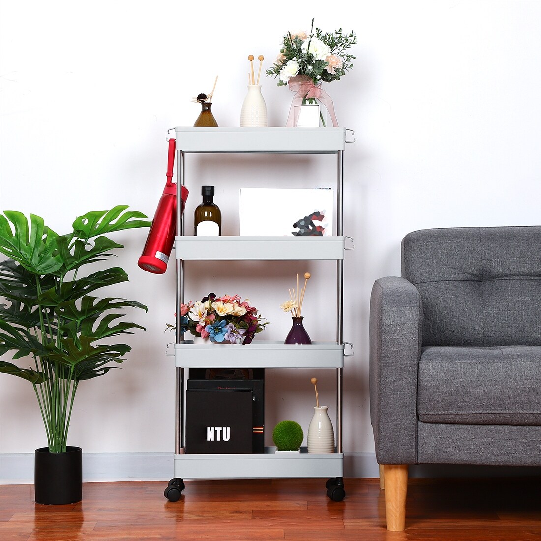 Shop 4 Tiers Slim Gap Storage Organizer Rack Shelf With Wheels For