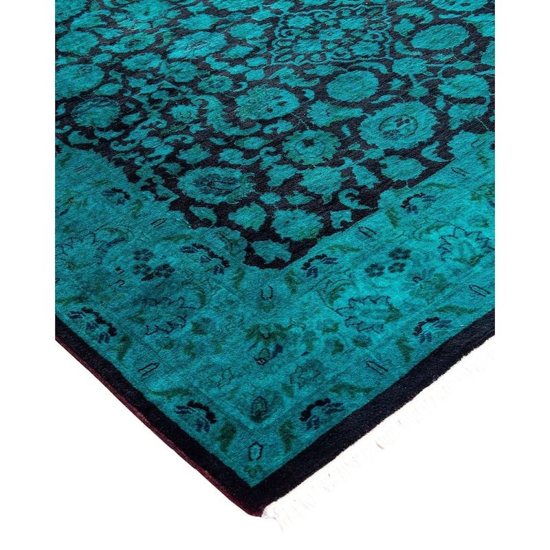 Fine Vibrance, One-of-a-Kind Hand-Knotted Area Rug - Green, 4' 1" x 6' 5" - 4' 1" x 6' 5"