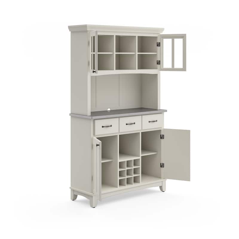 Homestyles Buffet Of Buffets Off-White Wood Buffet with Hutch - 44" x 17" x 72"