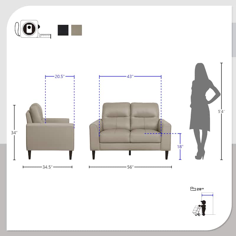 Dakota 2-Piece Leather Match Living Room Sofa Set