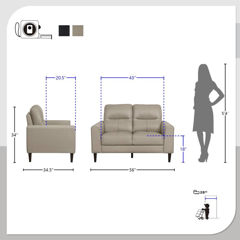 Dakota 3-Piece Leather Match Living Room Sofa Set