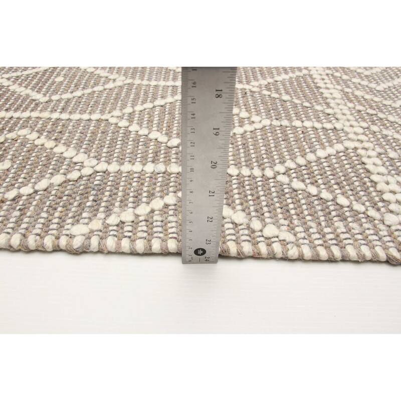 ECARPETGALLERY Braid weave Sienna Taupe Wool Rug - 5'0 x 7'11