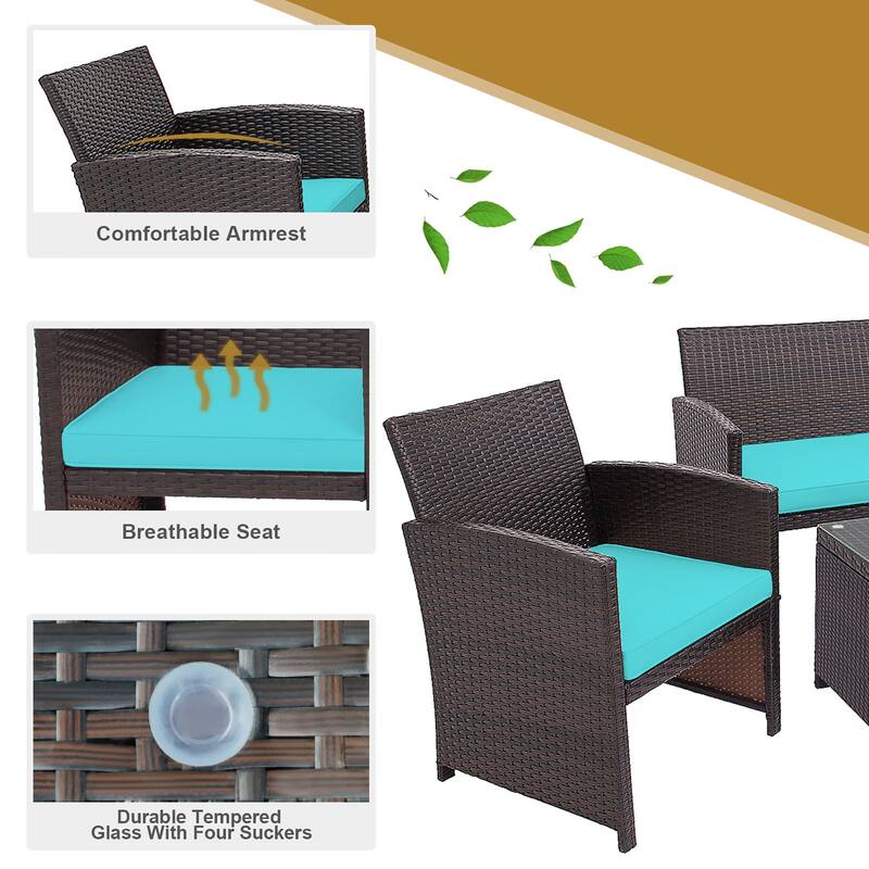 Costway 8PCS Patio Rattan Furniture Set Cushioned Chair Sofa Coffee