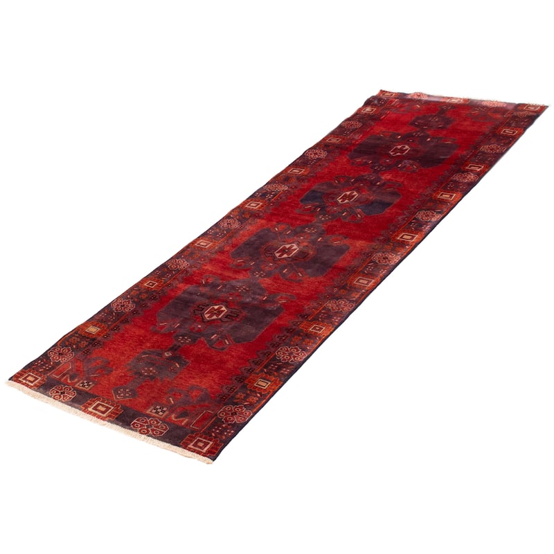 ECARPETGALLERY Hand-knotted Andelz Red Wool Rug - 3'6 x 10'1
