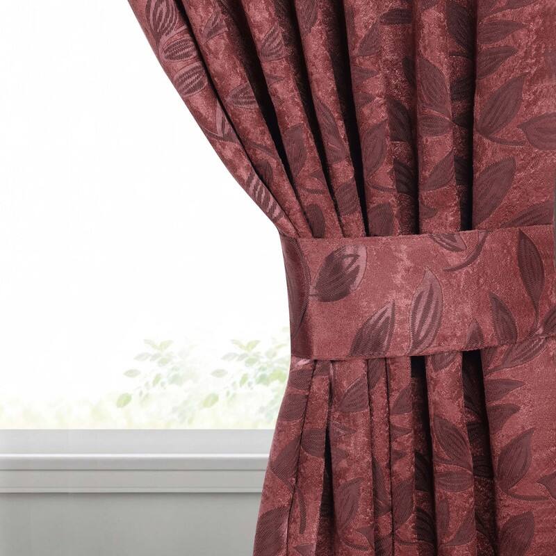 Superior Leaves Machine Washable Room Darkening Grommet With Ties Blackout Curtains, Set of 2