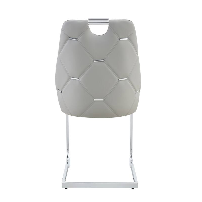 Dining Chair Side Chair Leisure Chair Reception Chair Set of 4 Light Gray Leather Upholstered Chair with Metal Legs