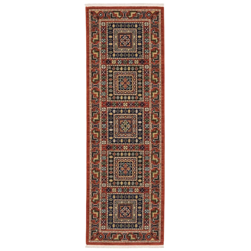 Style Haven Leander Nomadic Medallion Fringed Wool Blend Area Rug - 2' x 6'