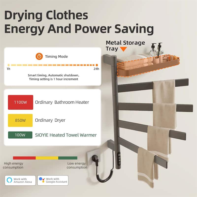 Wall-Mounted Electric Towel Dryer with Swivel Bars