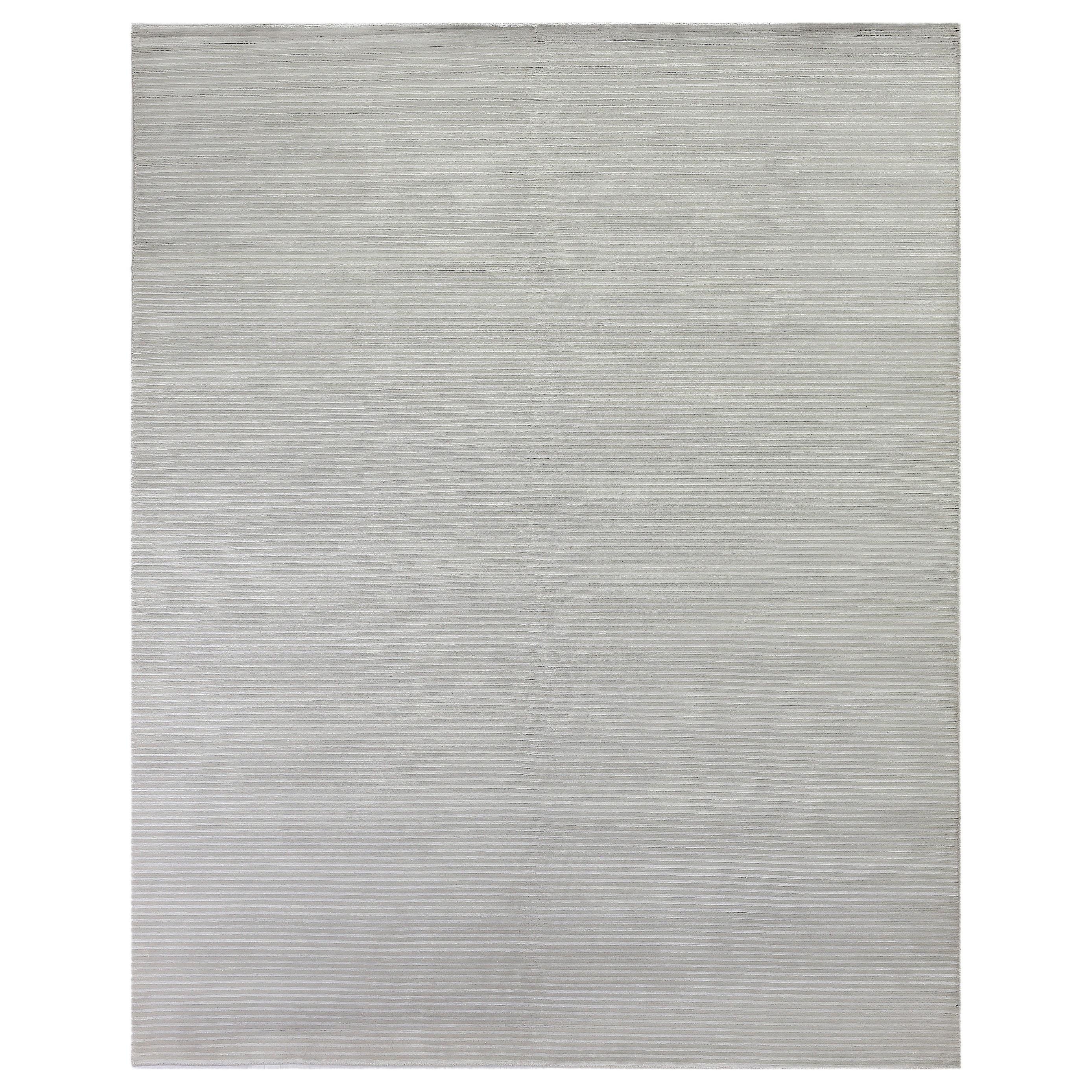 Metro Velvet hand-knotted Wool/Viscose Light Gray Area Rug - 8' x 10'