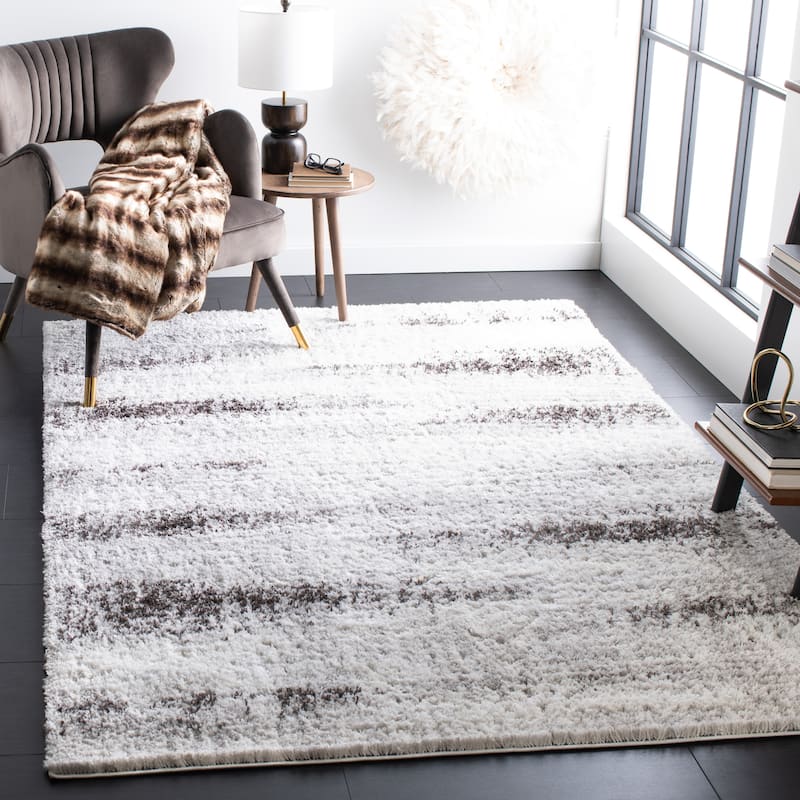 SAFAVIEH Berber Shag Marjanna Modern 1.25-inch Thick Rug - 9' x 12' - Grey/Dark Grey
