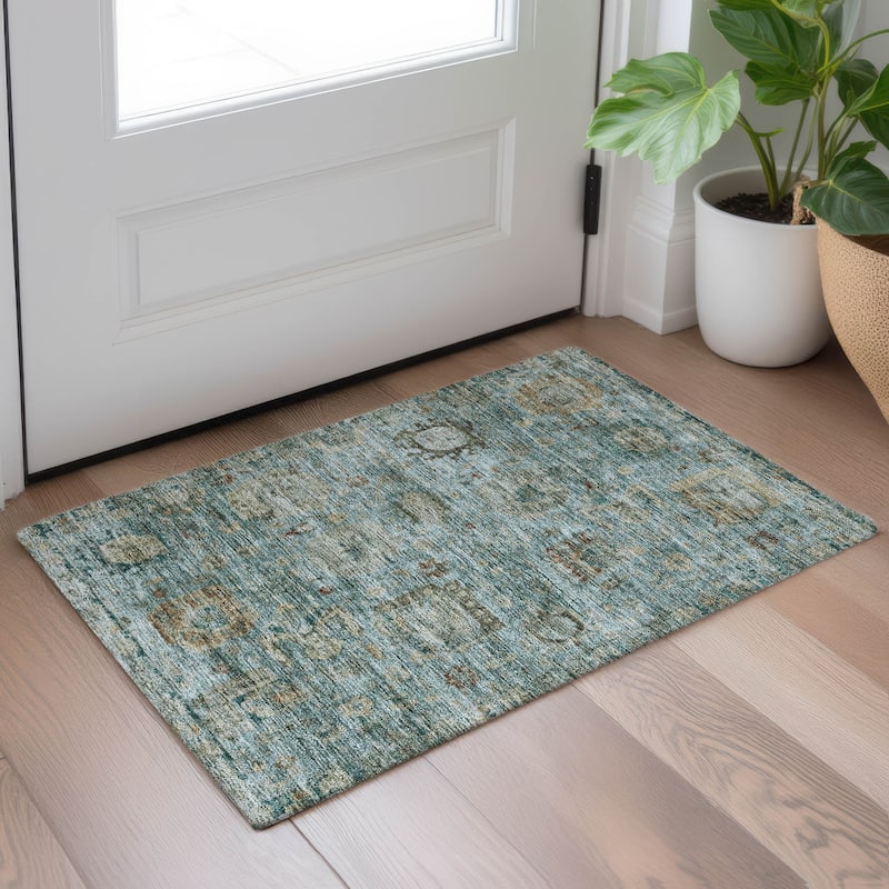 Machine Washable Indoor/ Outdoor Vintage Traditional Chantille Rug