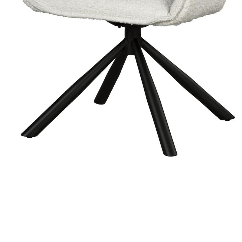 Amyra Swivel Accent Side Chair, White Fabric, Modern Black Iron Frame