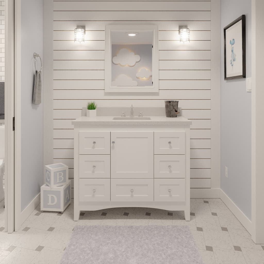 KitchenBathCollection Abbey 42" Bathroom Vanity with Quartz Top