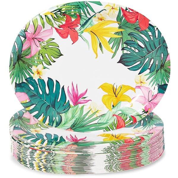 48 Party Paper Plates Summer BBQ Beach Hawaiian Luau Birthday