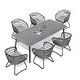 preview thumbnail 19 of 26, 7-PC Outdoor Patio Dining Set Rectangular Aluminum Table with Umbrella Hole with Rattan Chair