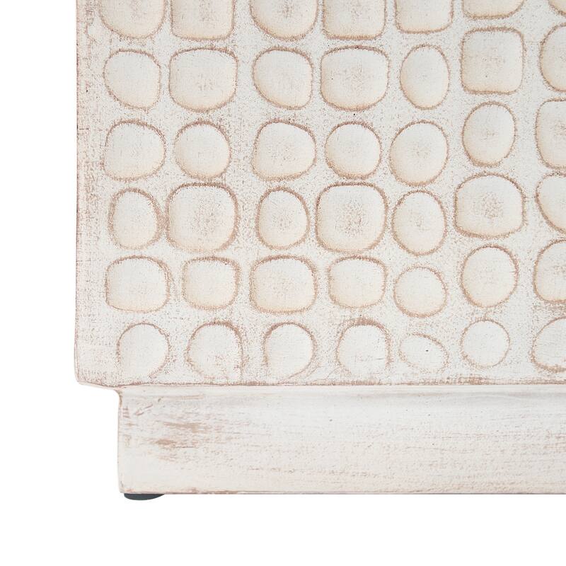 Outdoor Side Table, Patio End Table Cube, MGO Fluted Coffee Table for Outside, Garden, Backyard, Poolside Accent Table