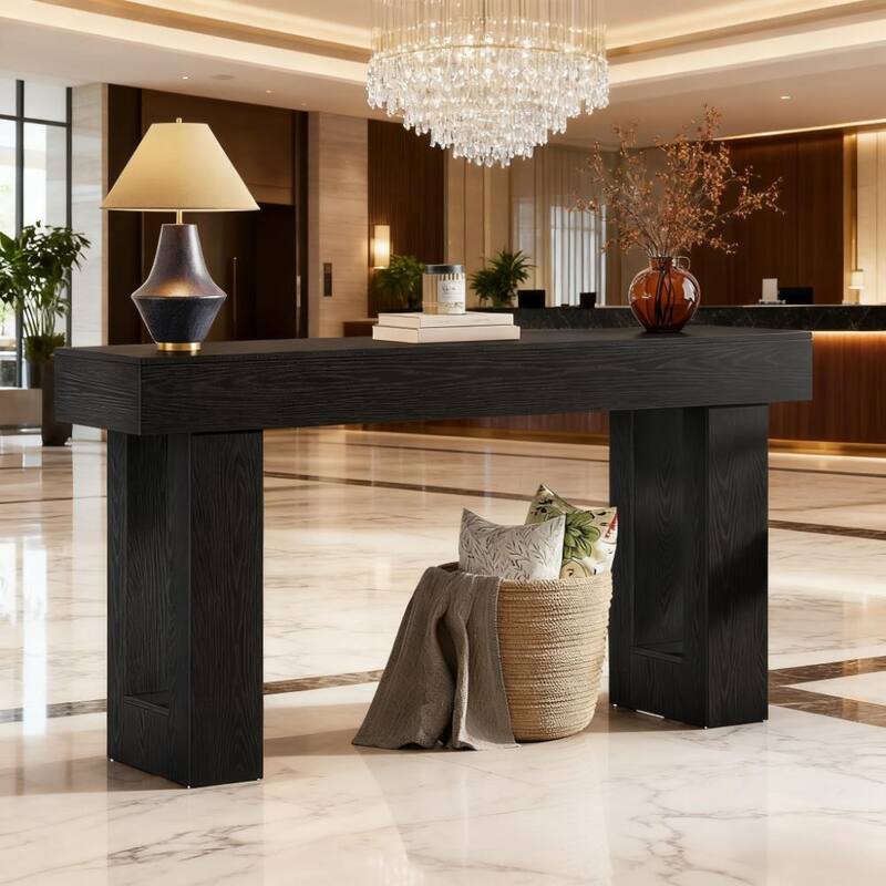Anmytek Farmhouse Console Table,Wooden Rectangular Sofa Table Behind Couch for Entrance