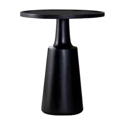 20 in. Black Round Wood End Table, Sturdy Build End Side Table for Living Rooms