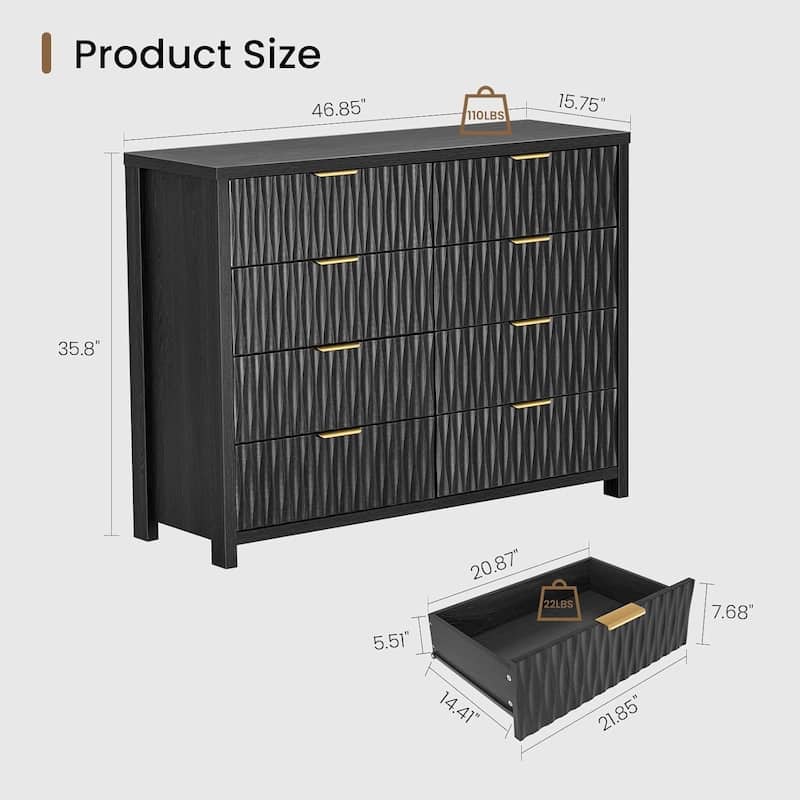 Fluted Bedroom Dresser Drawers TV Stand Drawer Organizer