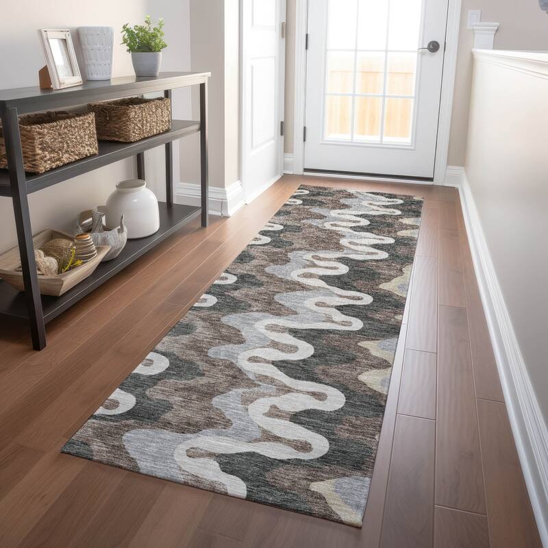 Premium Washable Super Soft Abstract Stripes Mayfield Rug - Charcoal - 2' 3" x 7' 6" - Runner