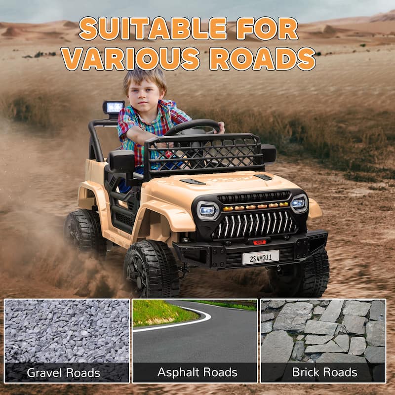 12V Kids Electric Car with Parent Remote Control, Ride-On Car Off-Road Toy Car with Music & 3 Speeds
