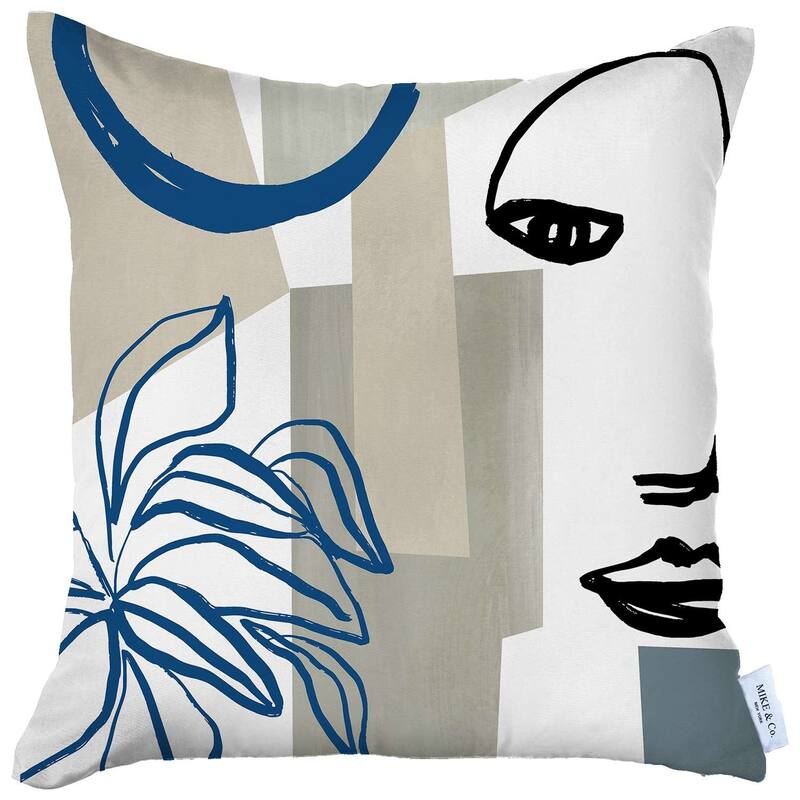 HomeRoots 18" Blue and Black Throw Pillow Cover