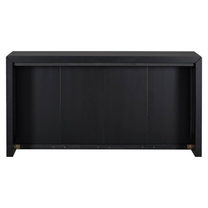Acacia Wood Veneer Simple Entryway Table with Wavy Design
