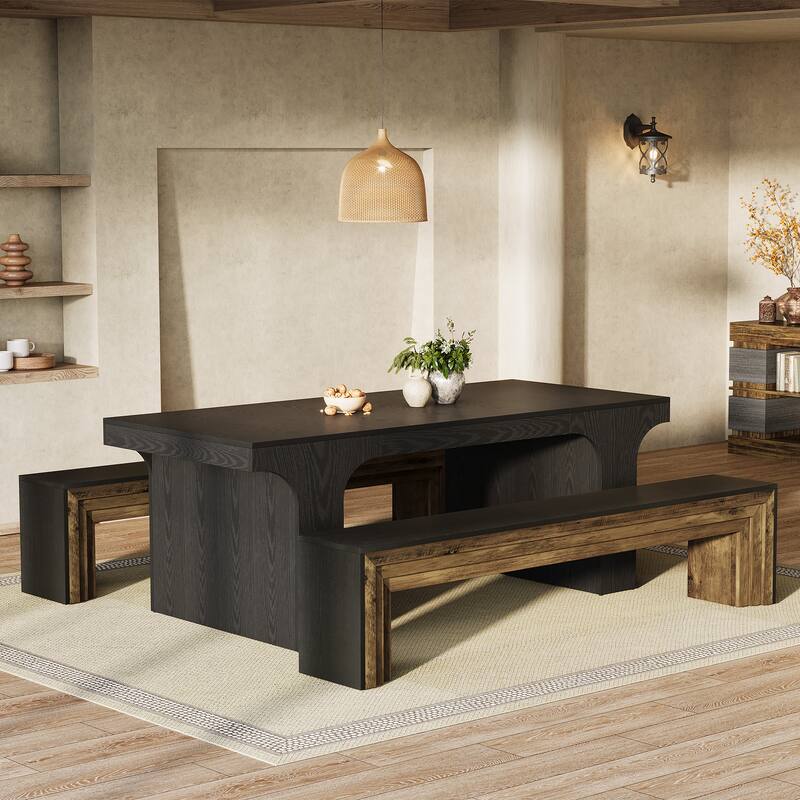 Farmhouse Wooden Dining Bench, 70.9-Inch Extra Long Kitchen Bench