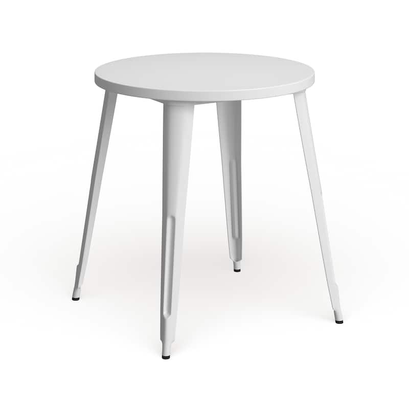 30'' Round Metal Indoor-Outdoor Table - 30"W x 30"D x 29.5"H - White