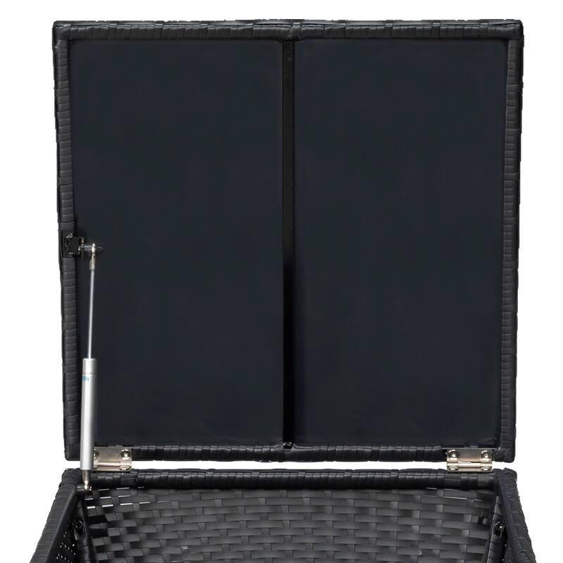 Outdoor PE Wicker Side Table with Storage Steel Frame Patio Garden Balcony - 19.7 x 19.7 x 16.5