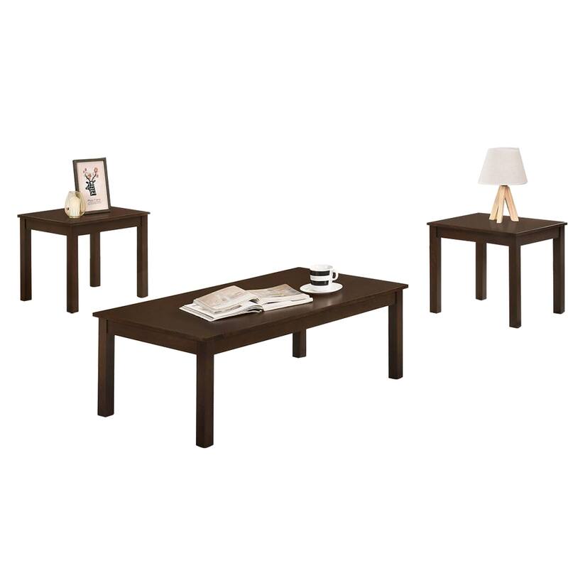Pine Wood 3 Piece Coffee Table Set