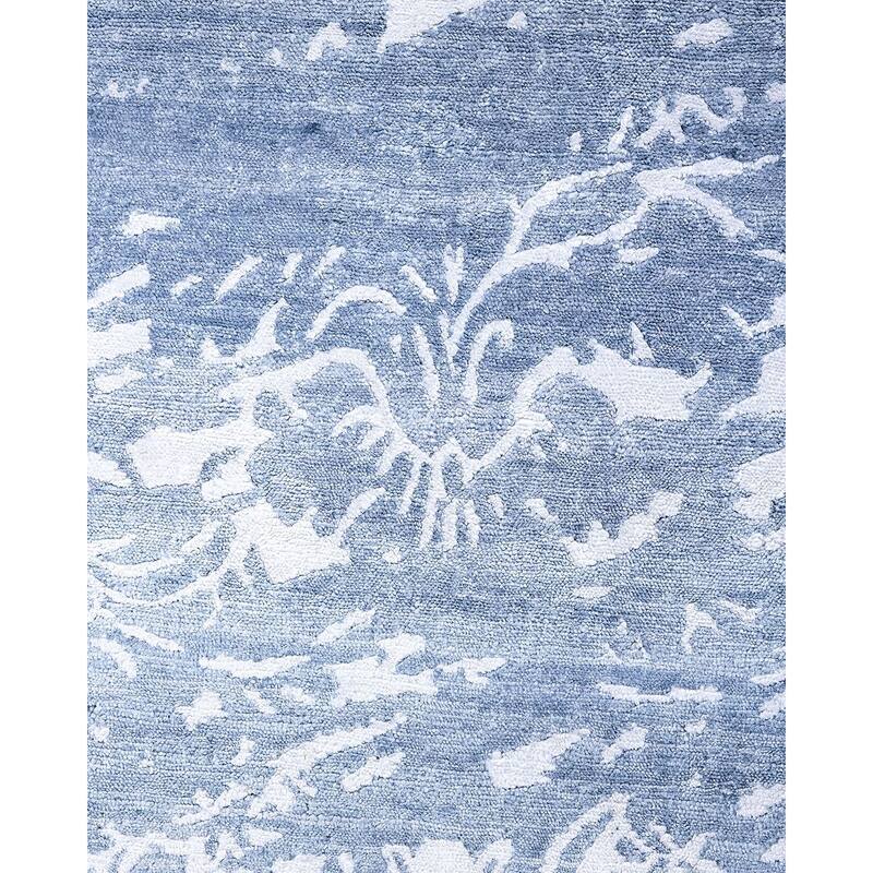Modern One-of-a-Kind Hand-Knotted Area Rug, Blue - 9' 0" x 12' 1"
